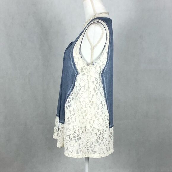 A’reve Lace Sleeveless Denim Top - Picture 4 of 8